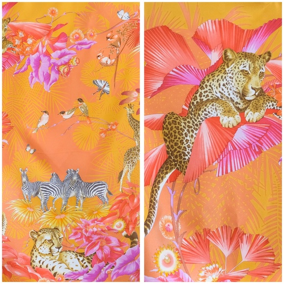 AUTHENTIC Salvatore Ferragamo Designer Jungle Print Silk Scarf - Picture 9 of 12